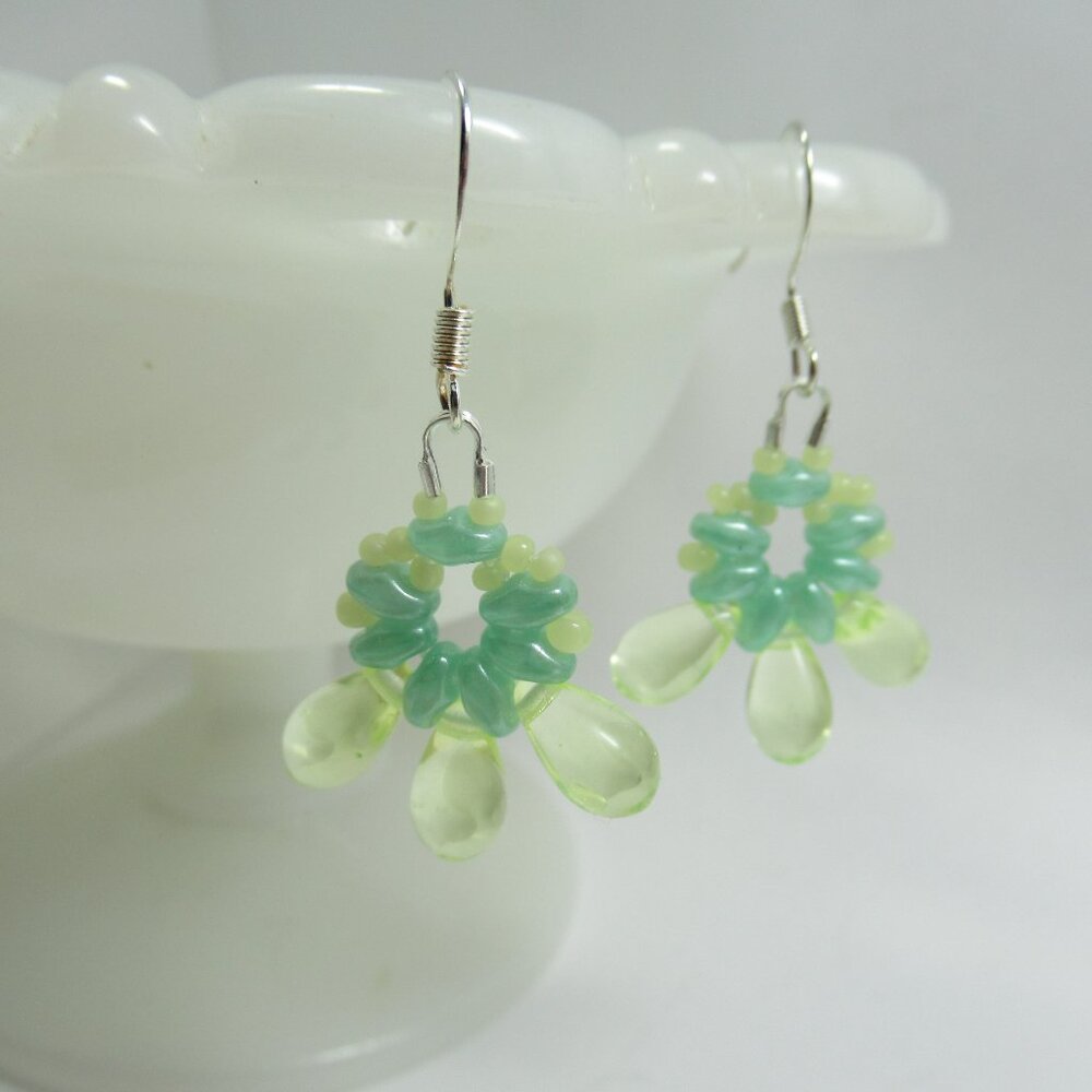Handmade Uranium glass drop bead earrings - Picture 6 of 10